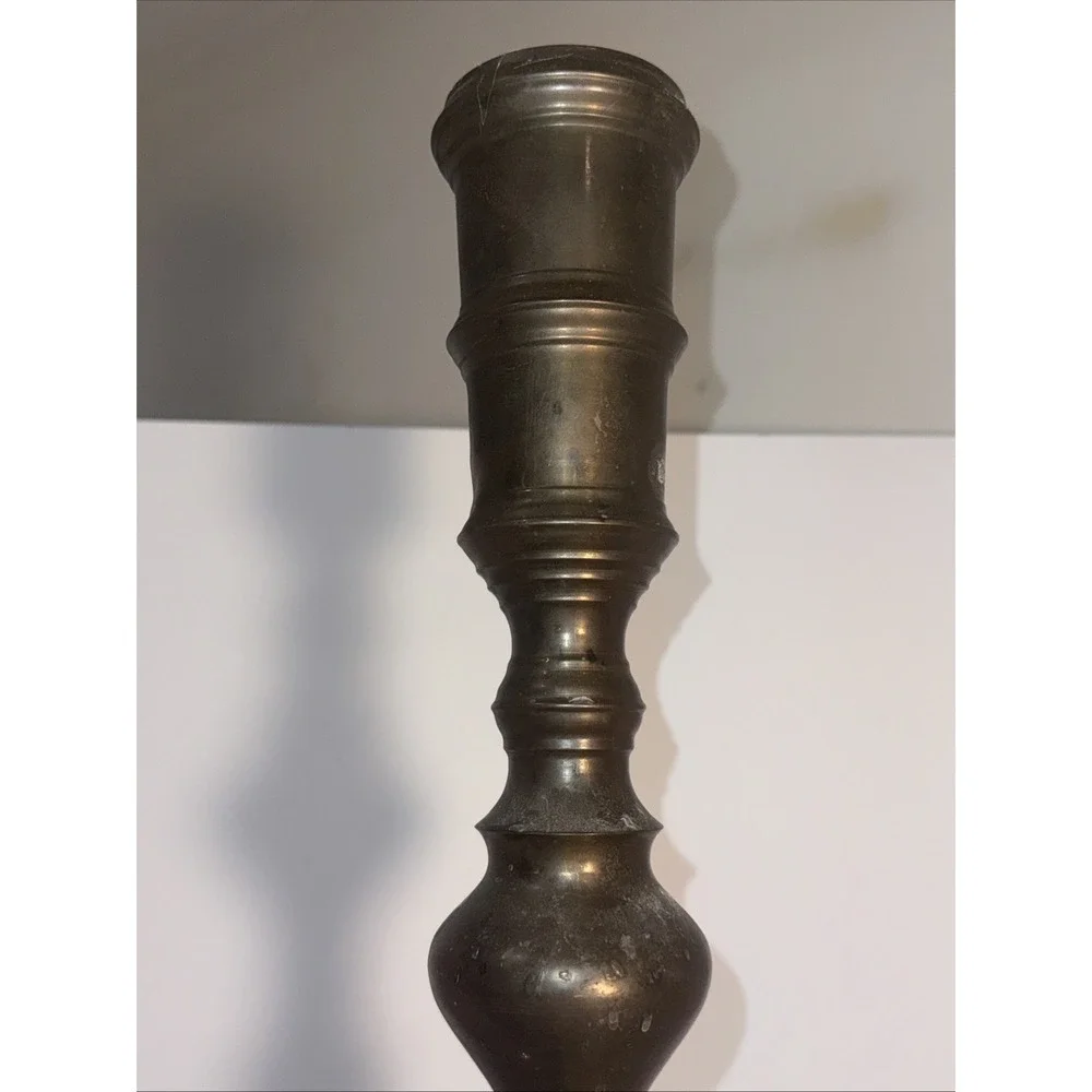ANTIQUE VTG HEAVY BRASS FLOOR CHURCH ALTER CANDLE CANDLESTICK HOLDER 39.5 IN H